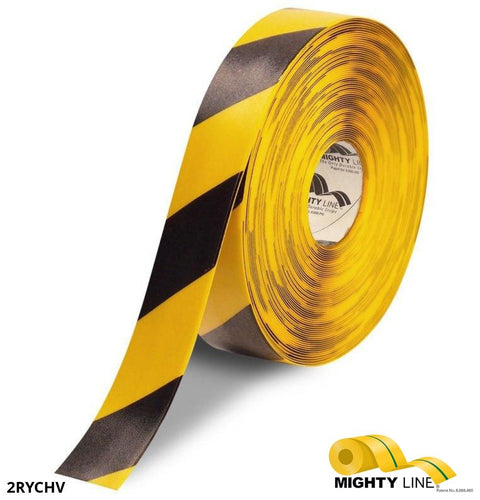 Mighty Line Yellow Tape with Black Chevrons – 100’ Roll – 2 Inch Wide - 5S Floor Tape LLC