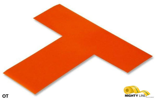 2 Inch - Mighty Line Solid ORANGE T - Pack of 25 - 5S Floor Tape LLC