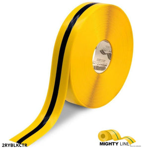 Black and Yellow Center Line Floor Tape – 100’ Roll – 2 Inch Wide - 5S Floor Tape LLC