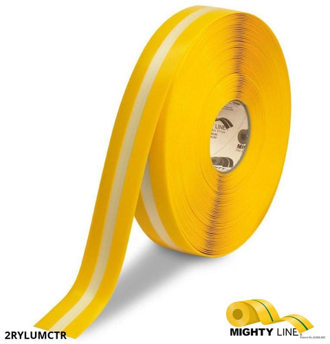 2 Inch – Yellow Glow Center Line Floor Tape – 100’ Roll - 5S Floor Tape LLC