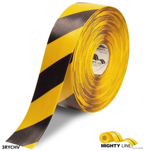 Mighty Line Yellow Tape with Black Chevrons – 100’ Roll – 3 Inch Wide - 5S Floor Tape LLC