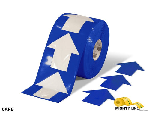 6 Inch Wide Blue Mighty Line Arrow Pop Out Tape - Contains 280 Arrows - 5S Floor Tape LLC