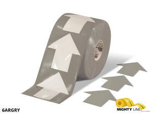 6 Inch Wide Gray Mighty Line Arrow Pop Out Tape - Contains 280 Arrows - 5S Floor Tape LLC