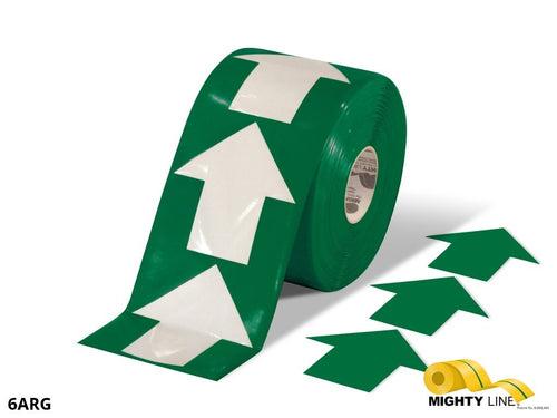 6 Inch Wide Green Mighty Line Arrow Pop Out Tape - Contains 280 Arrows - 5S Floor Tape LLC