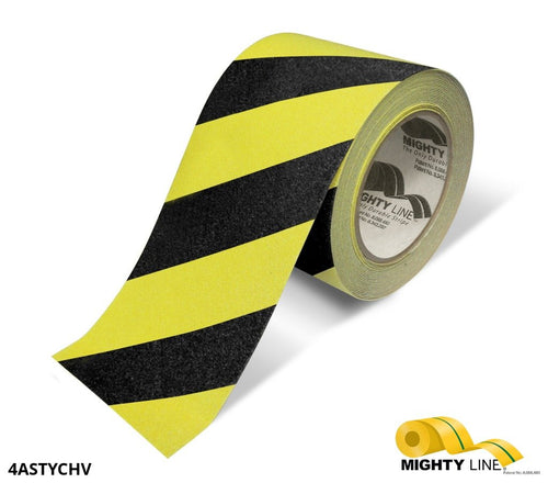 4 Inch Wide Black and Yellow Anti-Slip Tape – 60’ Roll - 5S Floor Tape LLC