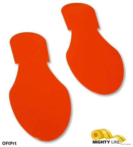 Mighty Line ORANGE Footprint - Pack of 50 - 9.5 Inch x 3.5 Inch - 5S Floor Tape LLC