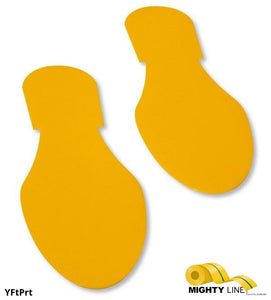 Mighty Line YELLOW Footprint - Pack of 50 - 9.5 Inch x 3.5 Inch - 5S Floor Tape LLC