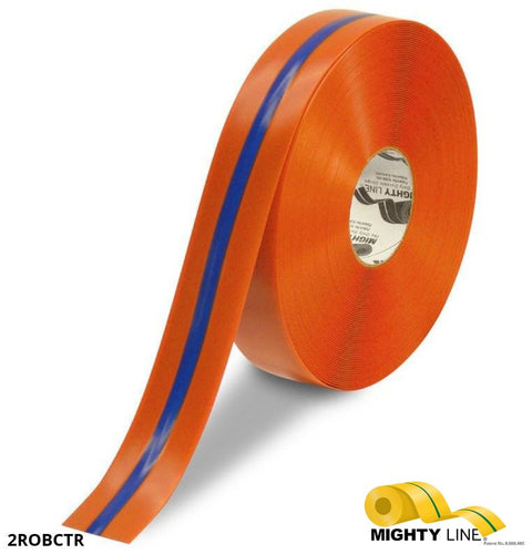Our Line of Reliable Orange and Blue Center Line Floor Tape – 100’ Roll – 2 Inch Wide - 5S Floor Tape LLC
