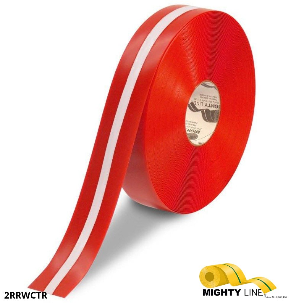 Red and White Center Line Floor Tape – 100’ Roll – 2 Inch Wide - 5S Floor Tape LLC