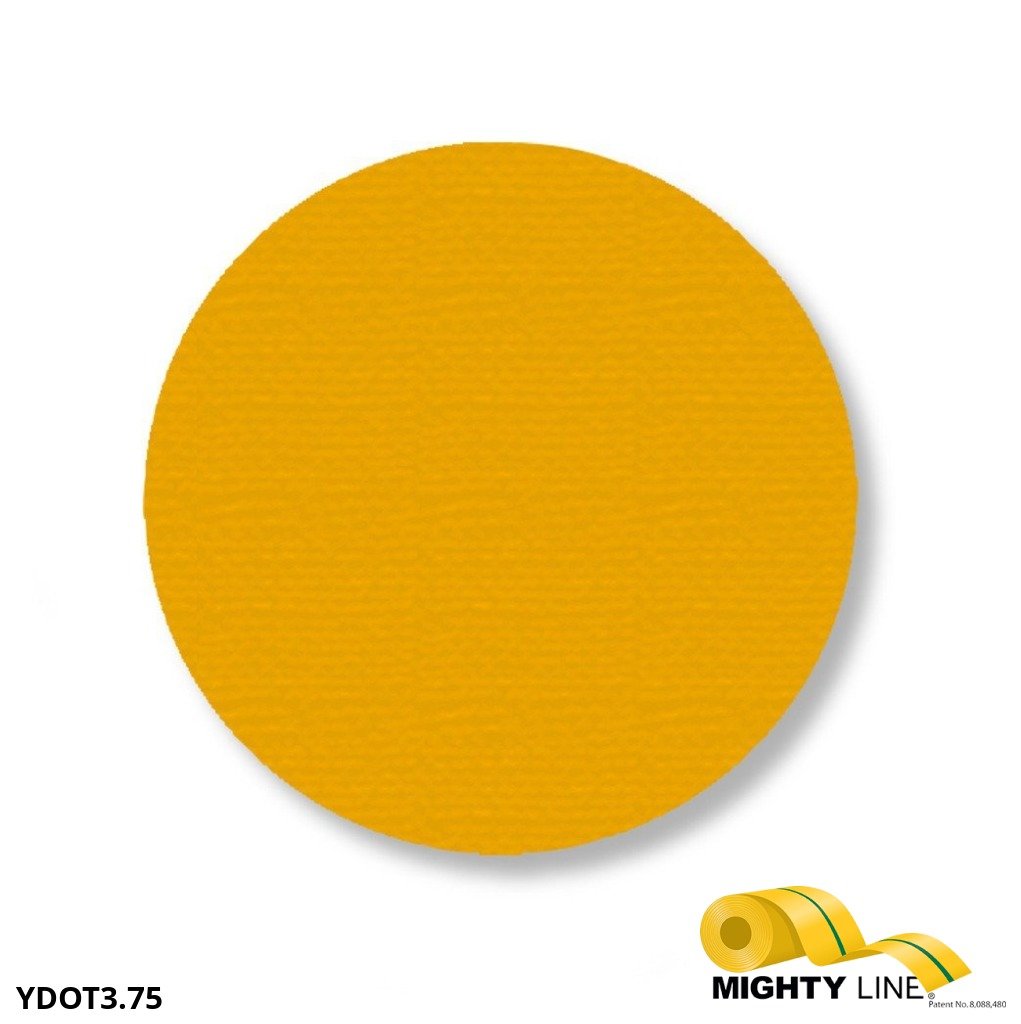 3.75 Inch Mighty Line Yellow Floor Marking Dot – Stand. Size, Pack of 100