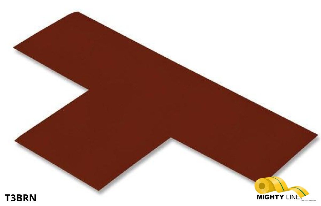 3 Inch - Mighty Line Solid BROWN T - Pack of 25 - 5S Floor Tape LLC