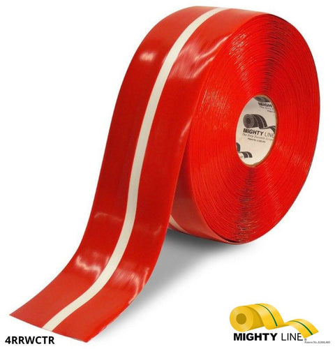 Red and White Center Line Floor Tape – 100’ Roll – 4 Inch Wide - 5S Floor Tape LLC
