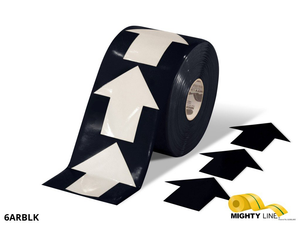 6 Inch Wide Black Mighty Line Arrow Pop Out Tape - Contains 280 Arrows - 5S Floor Tape LLC