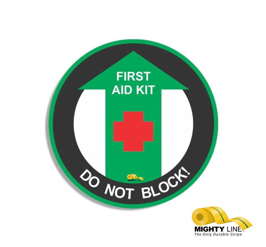 Mighty Line First Aid Do Not Block Floor Sign, 16 inch size