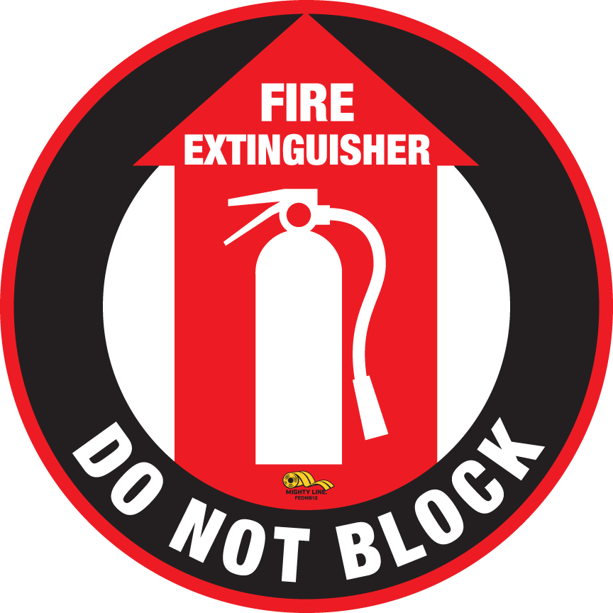 Fire Extinguisher Do Not Block, Mighty Line Floor Sign, Industrial Strength, 12