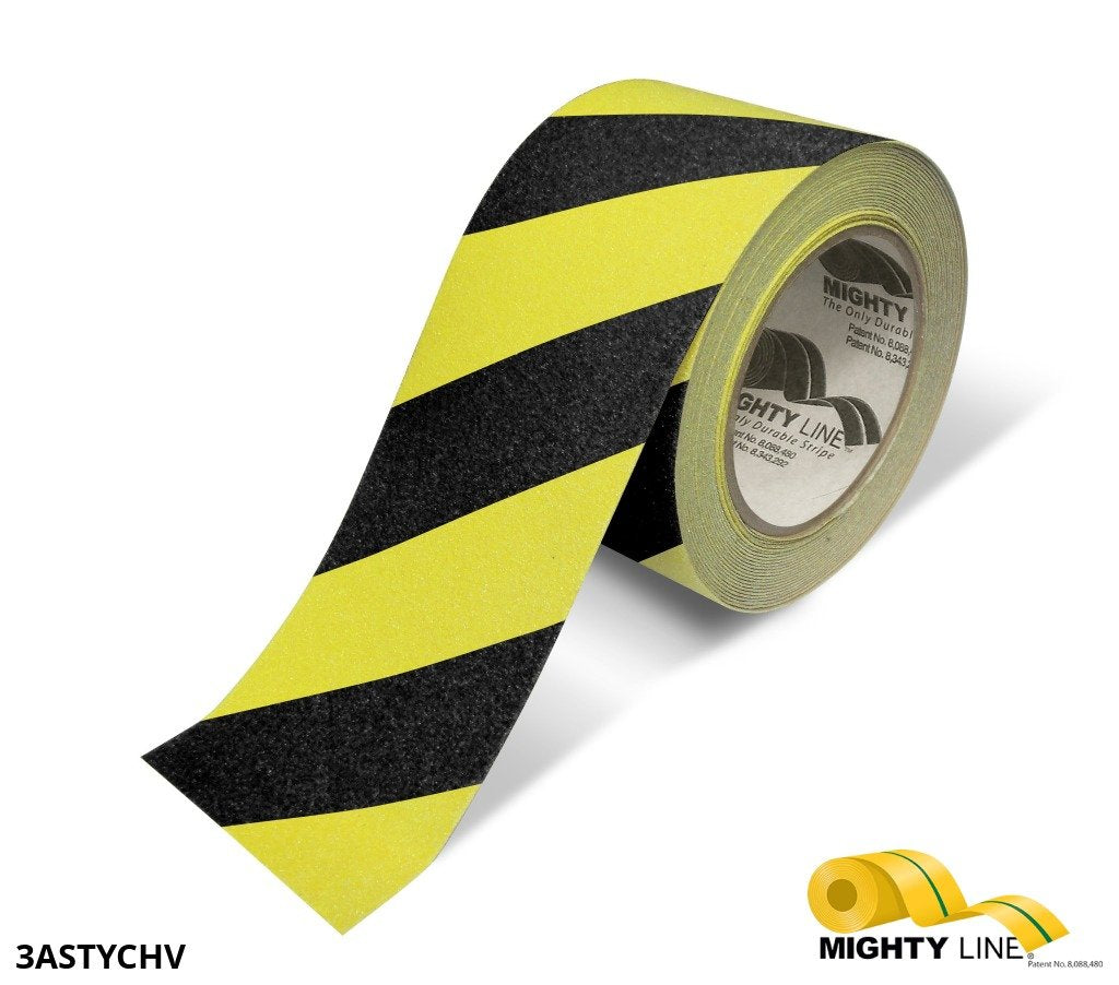 3 Inch Wide Black and Yellow Anti-Slip Tape – 60’ Roll - 5S Floor Tape LLC