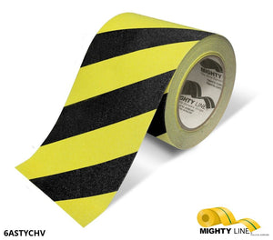 6 Inch Wide Black and Yellow Anti-Slip Tape – 60’ Roll - 5S Floor Tape LLC