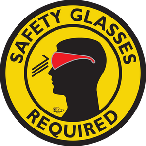 Yellow Safety Glasses Required, 12" Floor Sign