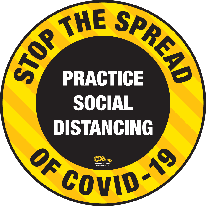 12 Inch - Stop The Spread Floor Sign - COVID-19 Floor Marking - Heavy Duty Sign
