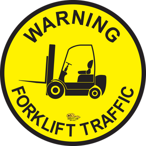 Warning Fork Lift Traffic, Mighty Line Floor Sign, Industrial Strength, 24" Wide