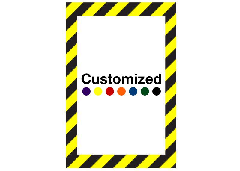 Customized - Vertical Rectangle Shape Floor Sign With Black Diagonals - 5S Floor Tape LLC