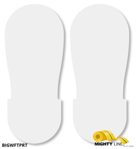 Mighty Line WHITE Footprint - Pack of 50 - 12 Inch x 5 Inch - 5S Floor Tape LLC