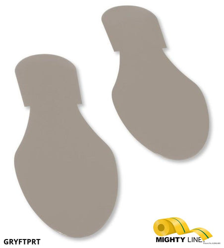 Mighty Line GRAY Footprint - Pack of 50 - 9.5 Inch x 3.5 Inch - 5S Floor Tape LLC
