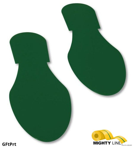 Mighty Line GREEN Footprint - Pack of 50 - 9.5 Inch x 3.5 Inch - 5S Floor Tape LLC