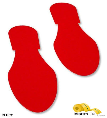 Mighty Line RED Footprint - Pack of 50 - 9.5 Inch x 3.5 Inch - 5S Floor Tape LLC